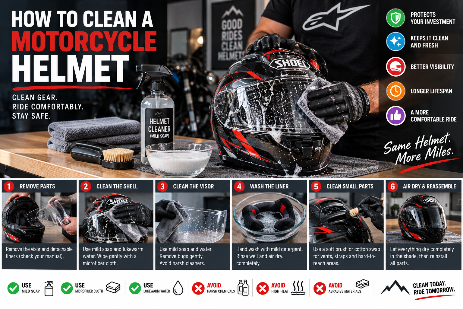 How to Clean a Motorcycle Helmet