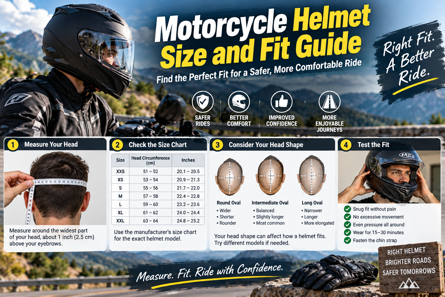 motorcycle helmet size and fit guide